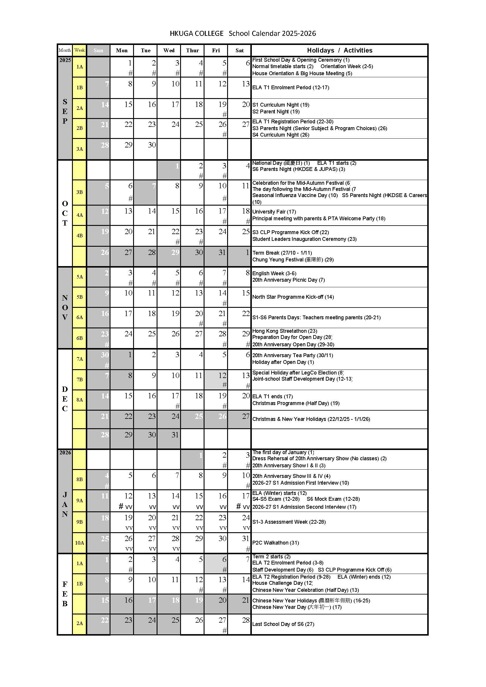 School Calendar 2024-2025