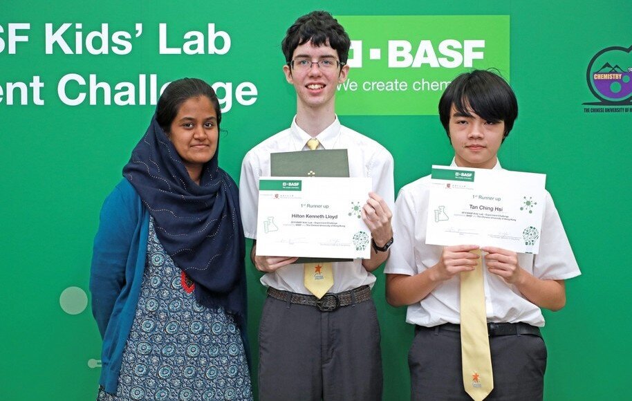 Kenneth Lloyd Hilton and Tan Ching Hsi, Austin from S5CH joined the BASF Kids' Lab Challenge 2019 held on 2nd November at the Chinese University of Hong Kong.